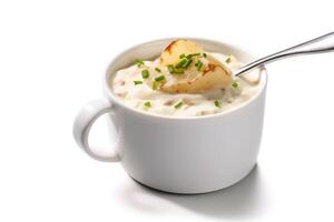 potato shoup cream white isolated background Food Photography photo