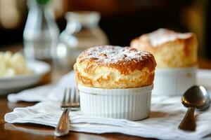 souffles in the kitchen table Food Photography AI Generated photo