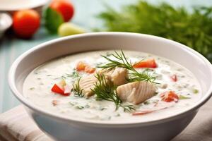 fish soup cream Food Photography AI Generated photo