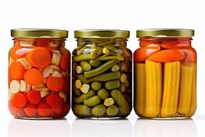 canned vegetables white white isolated background Food Photography AI Generated photo