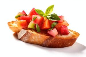 bruschetta white isolated background Food Photography AI Generated photo