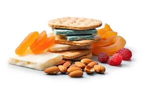 calorie snacks white isolated background Food Photography photo