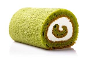 stock photo of swiss roll matcha food photography isolated white background AI Generated