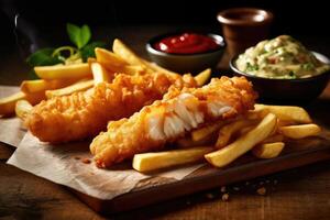 stock photo of fish and chips food photography AI Generated