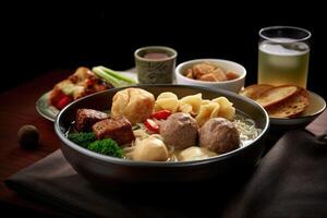 stock photo of bakso food food photography studio light AI Generated