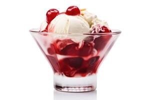red light sundae white isolated background Food Photography photo