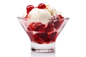 red light sundae white isolated background Food Photography AI Generated photo