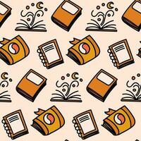 Cozy seamless pattern with books doodle illustration. Vector artwork featuring a delightful assortment of books creating a warm and inviting ambiance