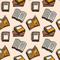 Cozy seamless pattern with books doodle illustration. Vector artwork featuring a delightful assortment of books creating a warm and inviting ambiance