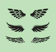 Black wings icon set vector