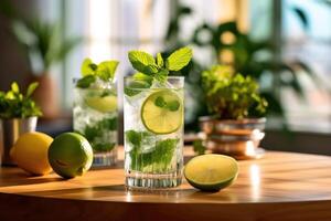 mojito in the kitchen table Food Photography AI Generated photo