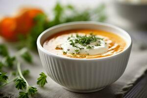 carrot soup cream Food Photography AI Generated photo