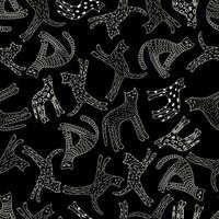 Cat Outline Seamless Vector Pattern.