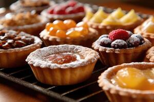 tarts in the kitchen table Food Photography AI Generated photo