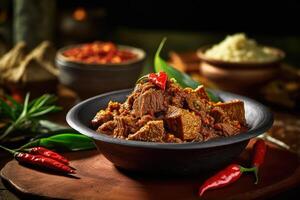 stock photo of rendang food food photography studio AI Generated