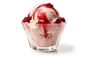 red light sundae white isolated background Food Photography AI Generated photo