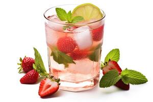 strawberry mojito white isolated background Food Photography AI Generated photo