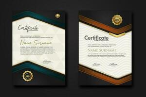 New design two set  luxury certificate  template with shadow effect on overlap layers and cream color on  pattern background vector