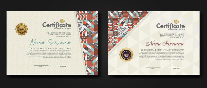 Certificate template with geometric artwork design and simple shapes.vector Illustration vector