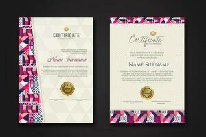 Certificate template with geometric artwork design and simple shapes.vector Illustration vector
