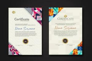 Certificate template with geometric artwork design and simple shapes.vector Illustration vector