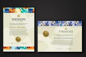 Certificate template with geometric artwork design and simple shapes.vector Illustration vector