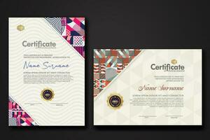 Certificate template with geometric artwork design and simple shapes.vector Illustration vector