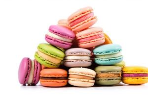 macarons blanco aislado antecedentes comida fotografía ai generado foto