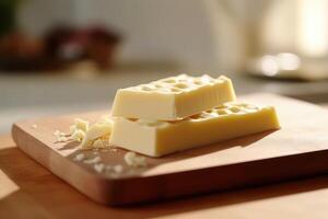 white chocolate bar white isolated background Food Photography photo