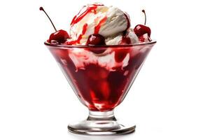 rojo ligero helado con frutas y nueces blanco aislado antecedentes comida fotografía ai generado foto