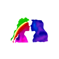 ai-génératif, une couple embrasser dans de face de une fierté drapeau. png