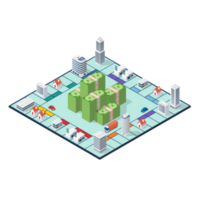Isometric buildings on board game png