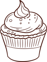 Cupcake doodle line art, Hand drawn cupcake symbol icon set. png