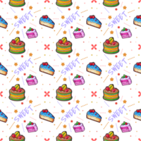 Seamless pattern with sweet cakes. Hand drawn illustration. png