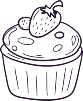 Cupcake doodle line art, Hand drawn cupcake symbol icon set. png