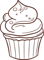 Cupcake doodle line art, Hand drawn cupcake symbol icon set. png