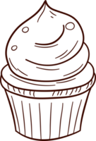 Cupcake scarabocchio linea arte, mano disegnato Cupcake simbolo icona impostare. png