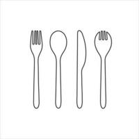 Realistic Spoon, fork, and knife isolated. Disposable tableware vector set