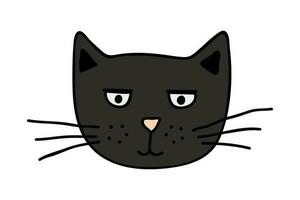 Hand drawn cat muzzle clipart. Cute pet face doodle vector