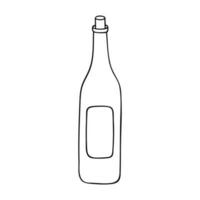 mano dibujado vino botella ilustración. alcohol bebida clipart en garabatear estilo. soltero elemento para diseño vector