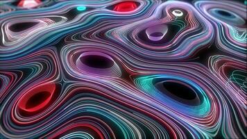 Glowing color lines layers topographic seamless backdrop. Abstract colorful futuristic topography background loop. Creative digital geometric media design. video