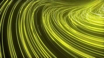 Flowing yellow bright lines dynamic animation design. Floating glowing particles trails background loop. Creative flow points traces seamless backdrop. video