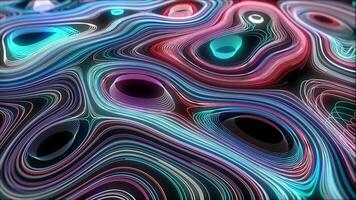 Abstract colorful futuristic topography background loop. Glowing color lines layers topographic seamless backdrop. Creative digital geometric media design. video