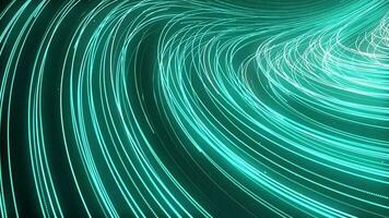 Floating turquoise glowing particles trails background loop. Creative flow points traces seamless backdrop. Flowing bright lines dynamic animation design. video