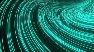 Flowing cyan bright lines dynamic animation design. Floating glowing particles trails background loop. Creative flow points traces seamless backdrop. video