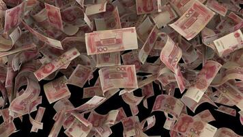 Dynamic Chinese Yuan Money bills transition From the bottom to the top vertical wipe video