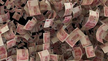 dynamisk kinesisk yuan pengar räkningar övergång från de hörn diagonal torka video
