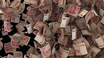 dinâmico chinês yuan dinheiro contas transição a partir de a lado lado horizontal limpar video
