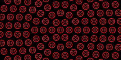 Dark Red vector background with occult symbols.