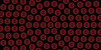 Dark Red vector background with occult symbols.